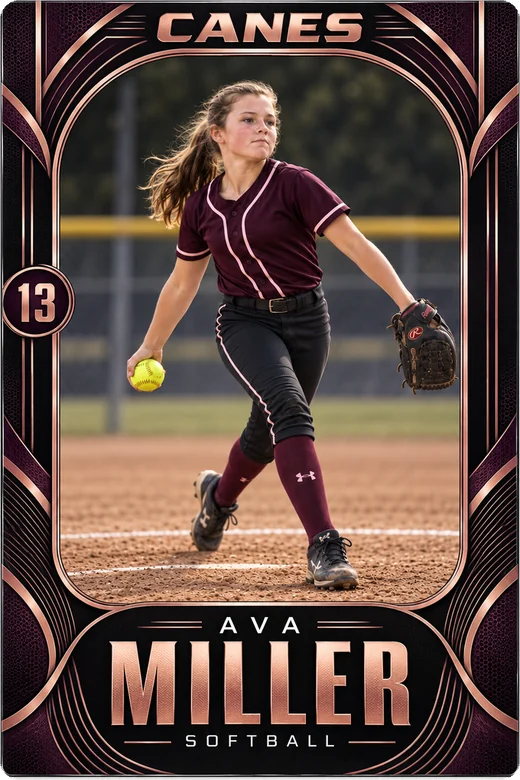 Example personalized softball card in acrylic