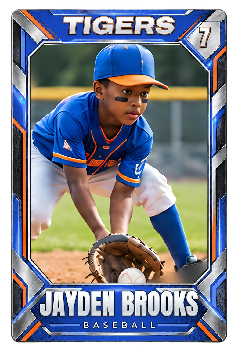 Example personalized baseball card in acrylic