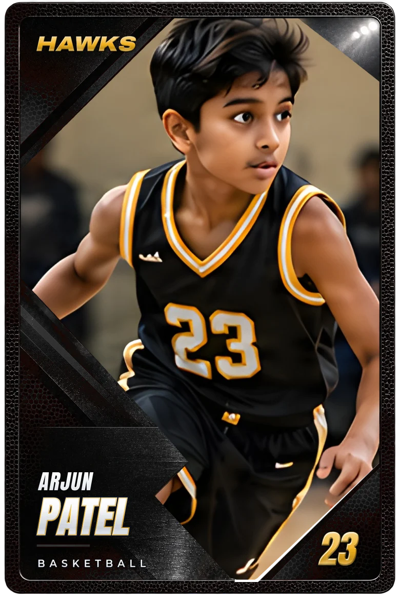 Example personalized basketball card in acrylic