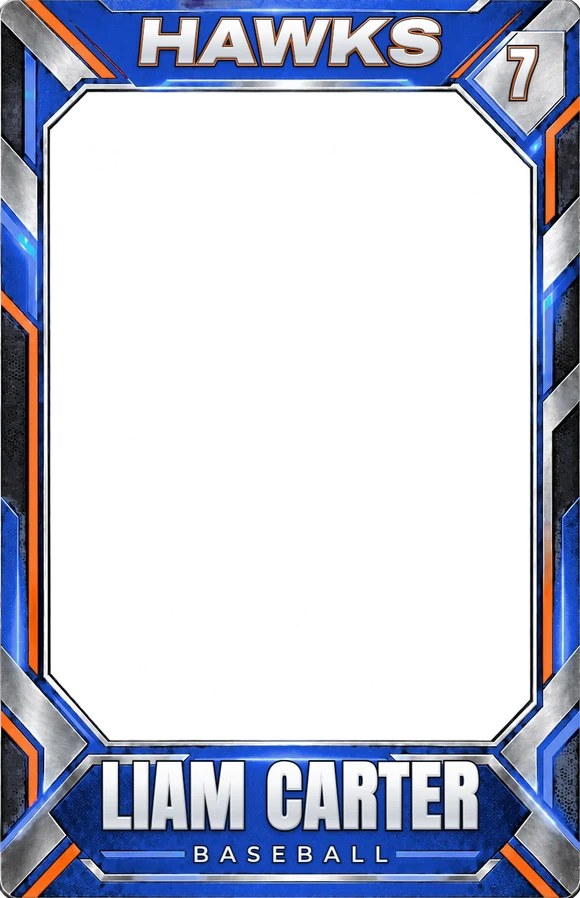 Front layer of a HoloStack card showing the printed frame and name