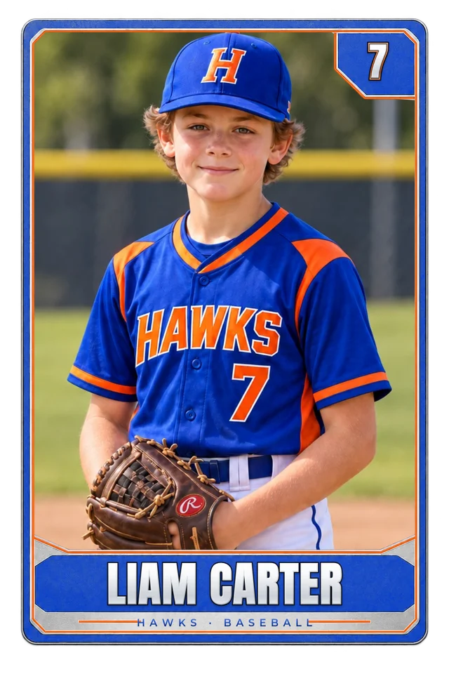 Liam Carter's card in the Classic Clean frame