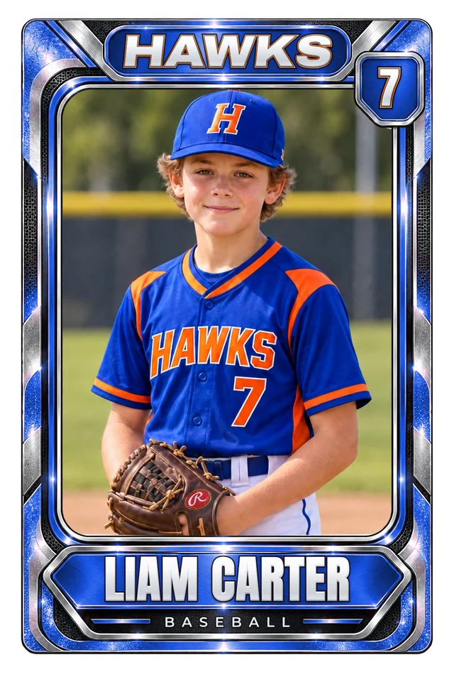 Liam Carter's card in the Chrome Capsule frame