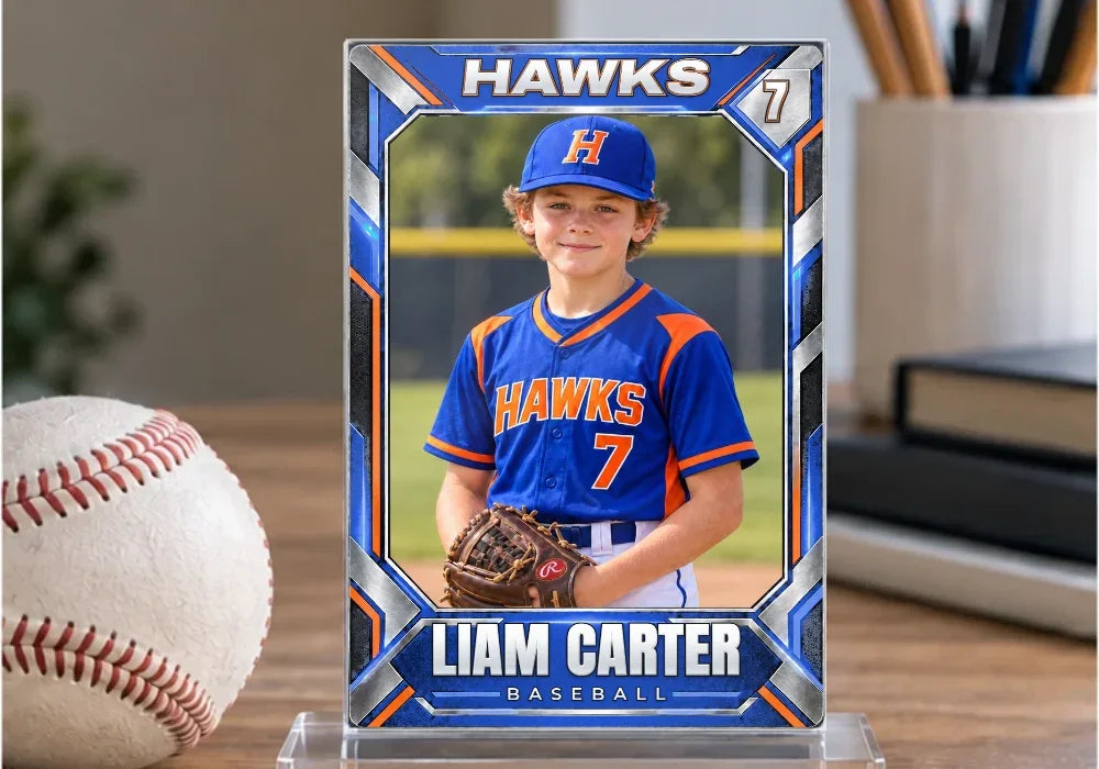 Liam's card as a 4×6 desktop display