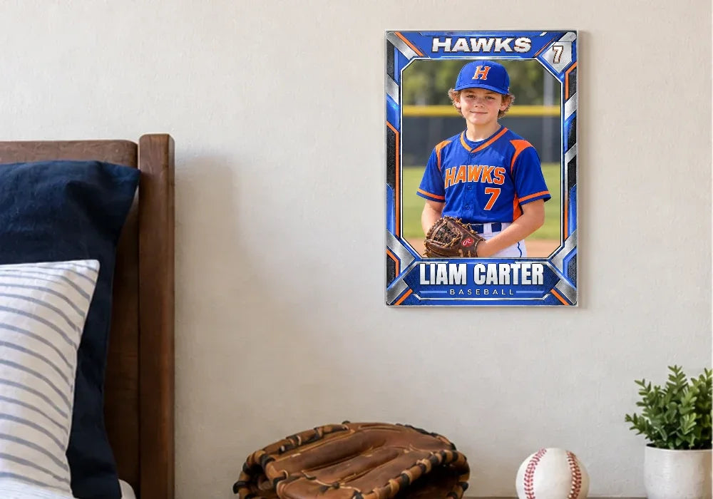 Liam's card as 8×12 wall art