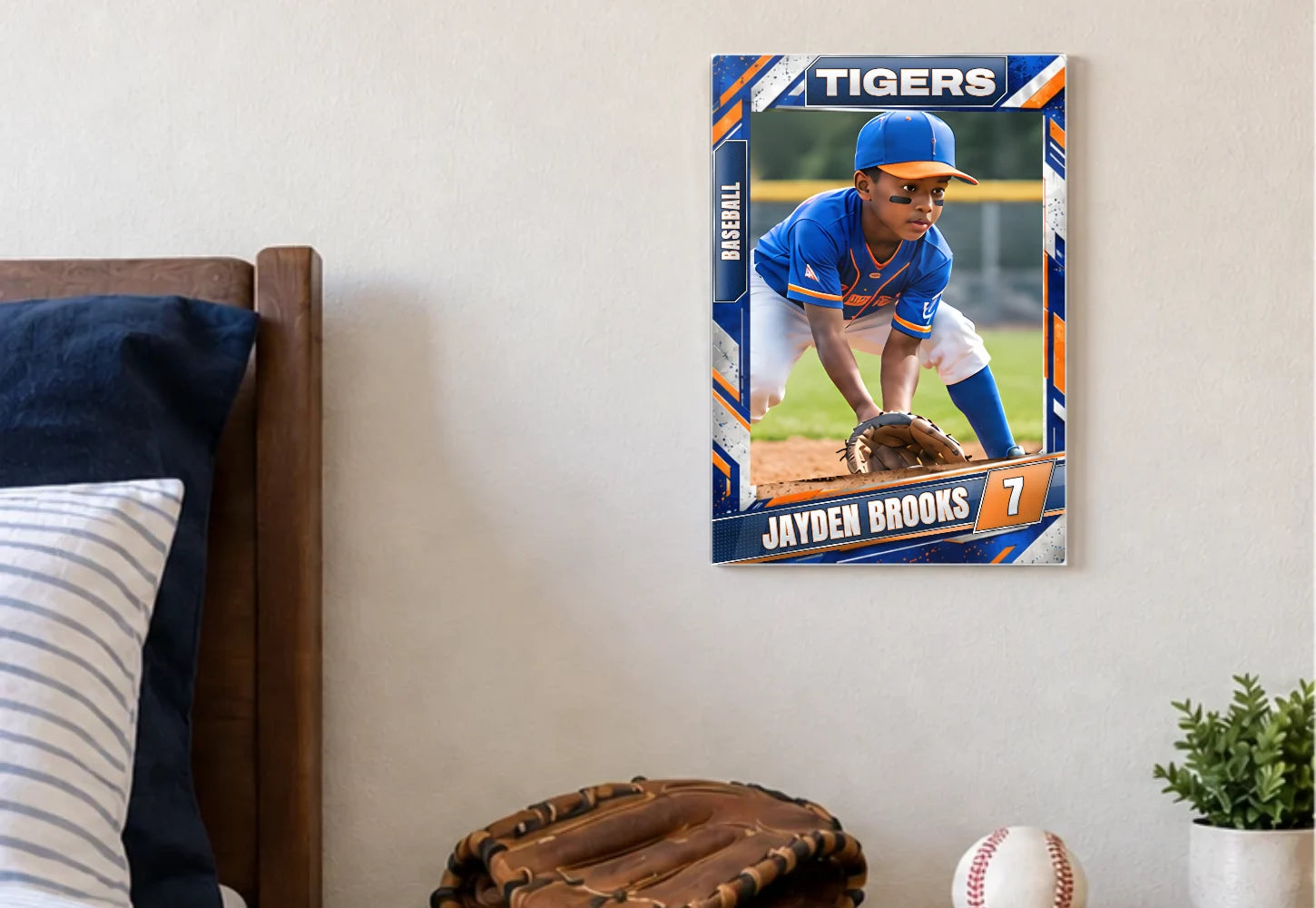 Wall art: personalized acrylic sports card example