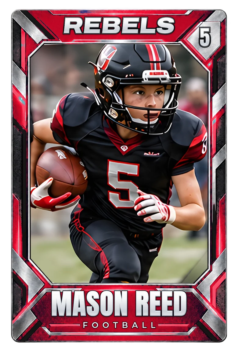Example personalized football card in acrylic