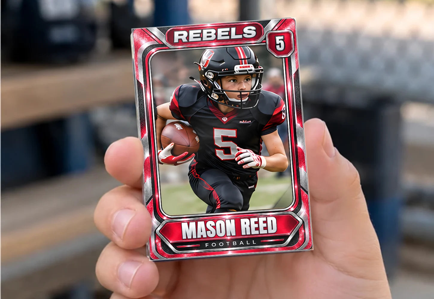 Pocket card: personalized acrylic sports card example